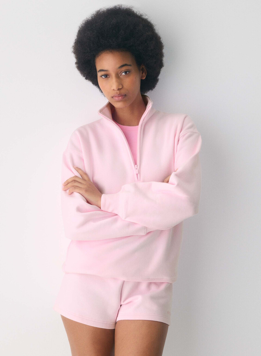 pantaloni scurți mini confortabili din fleece boyfriend cu talie joasă villa pink