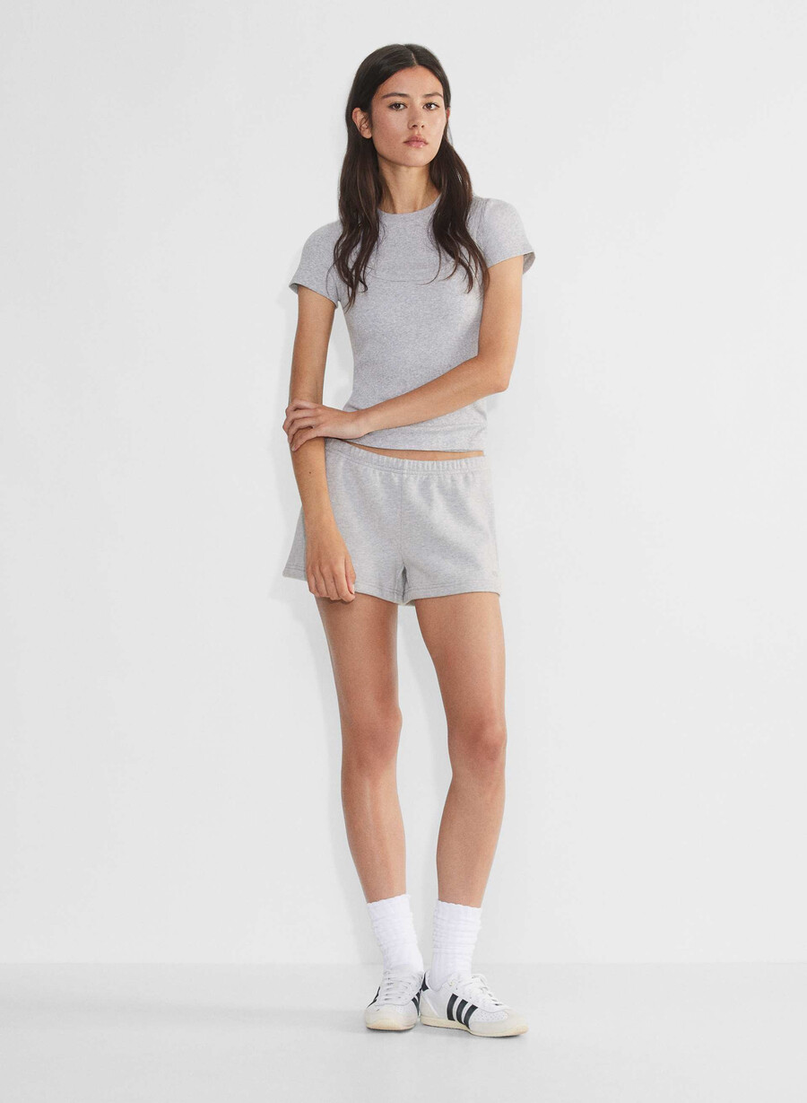 pantaloni scurți mini confortabili din fleece boyfriend cu talie joasă heather chrome