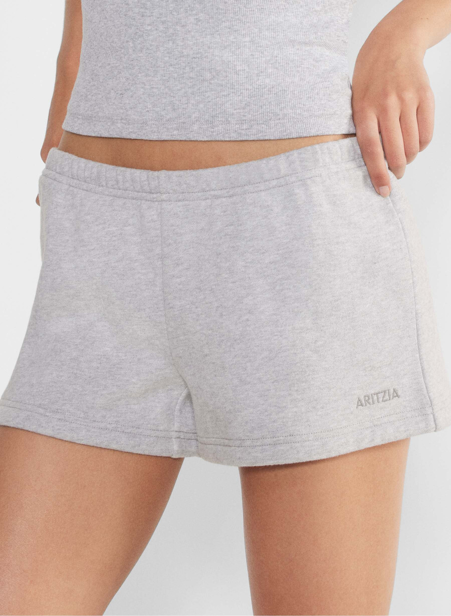 pantaloni scurți mini confortabili din fleece boyfriend cu talie joasă heather chrome