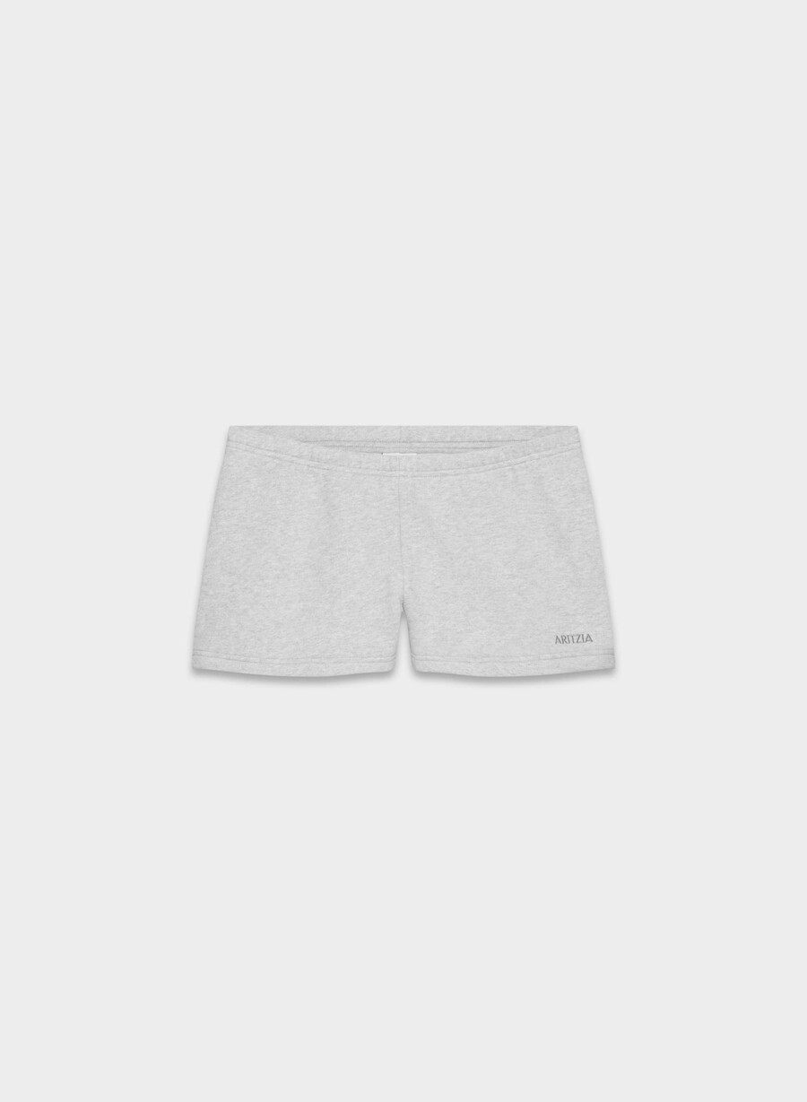 pantaloni scurți mini confortabili din fleece boyfriend cu talie joasă heather chrome