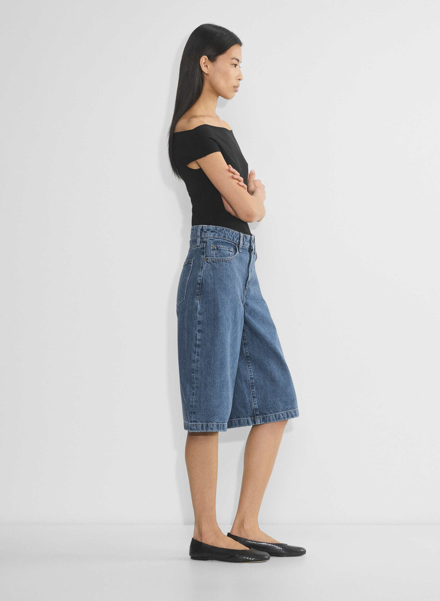 pantaloni scurți din denim publicitari sub genunchi no-stress mediu blu