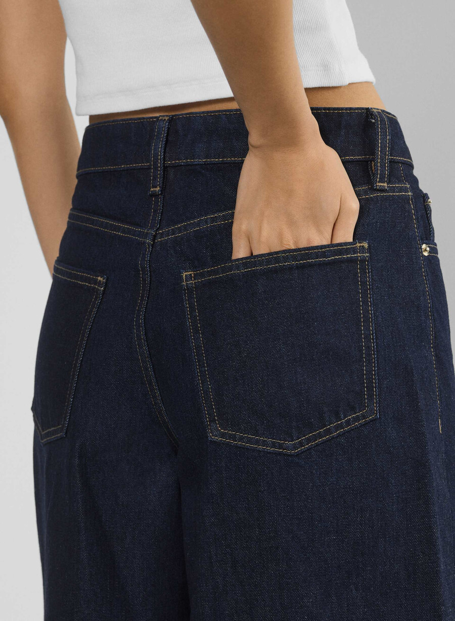 pantaloni scurți publicitari din denim până sub genunchi no-stress albastru Închis
