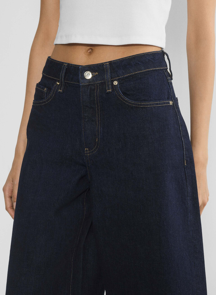 pantaloni scurți publicitari din denim până sub genunchi no-stress albastru Închis