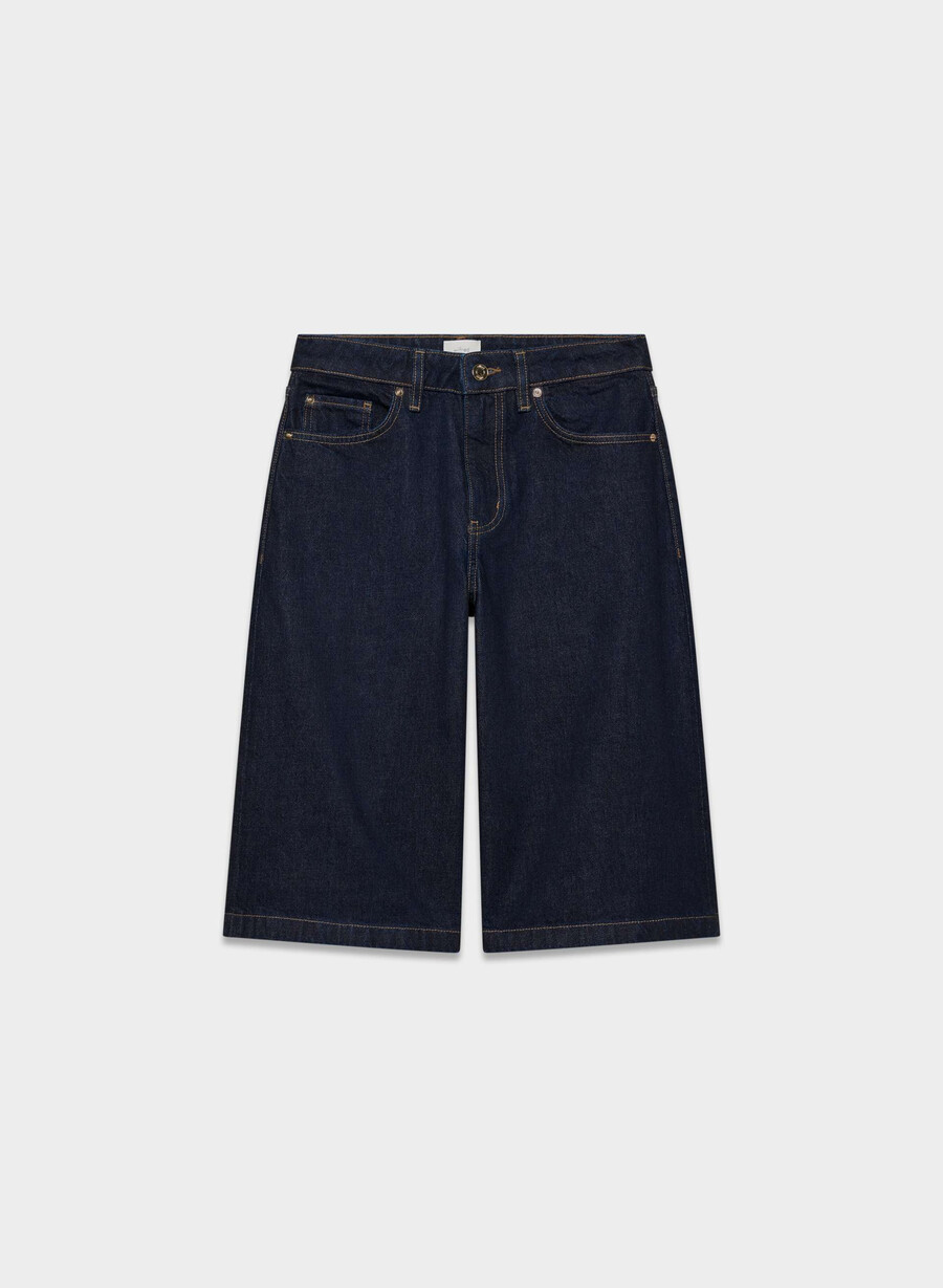 pantaloni scurți publicitari din denim până sub genunchi no-stress albastru Închis