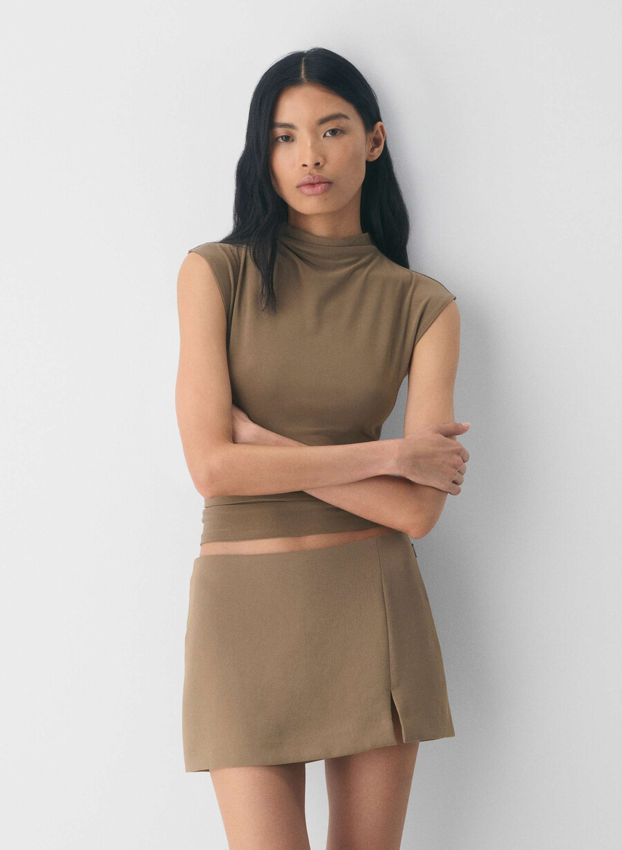 daphne skort - crepette folio brown