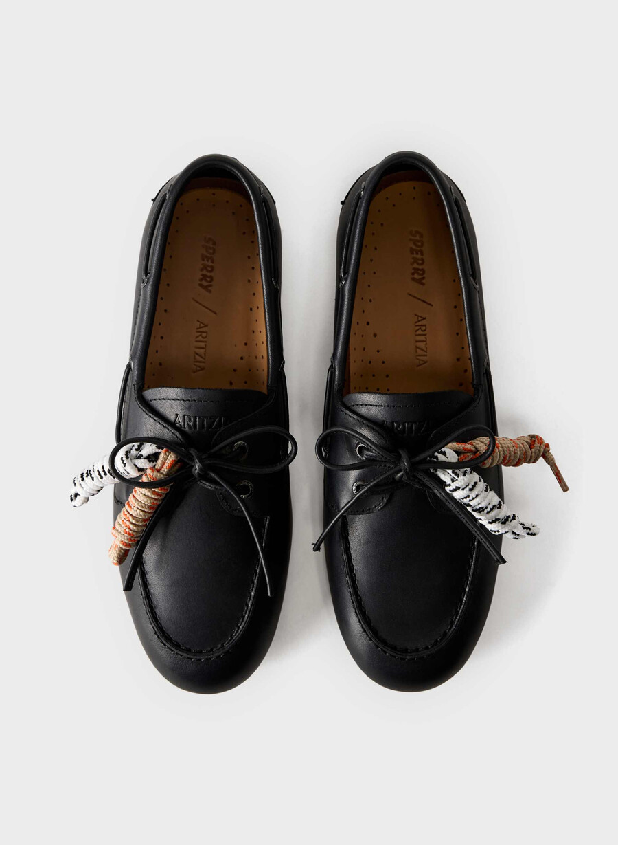 pantofi sport sperry x aritzia slim - piele netedă negru