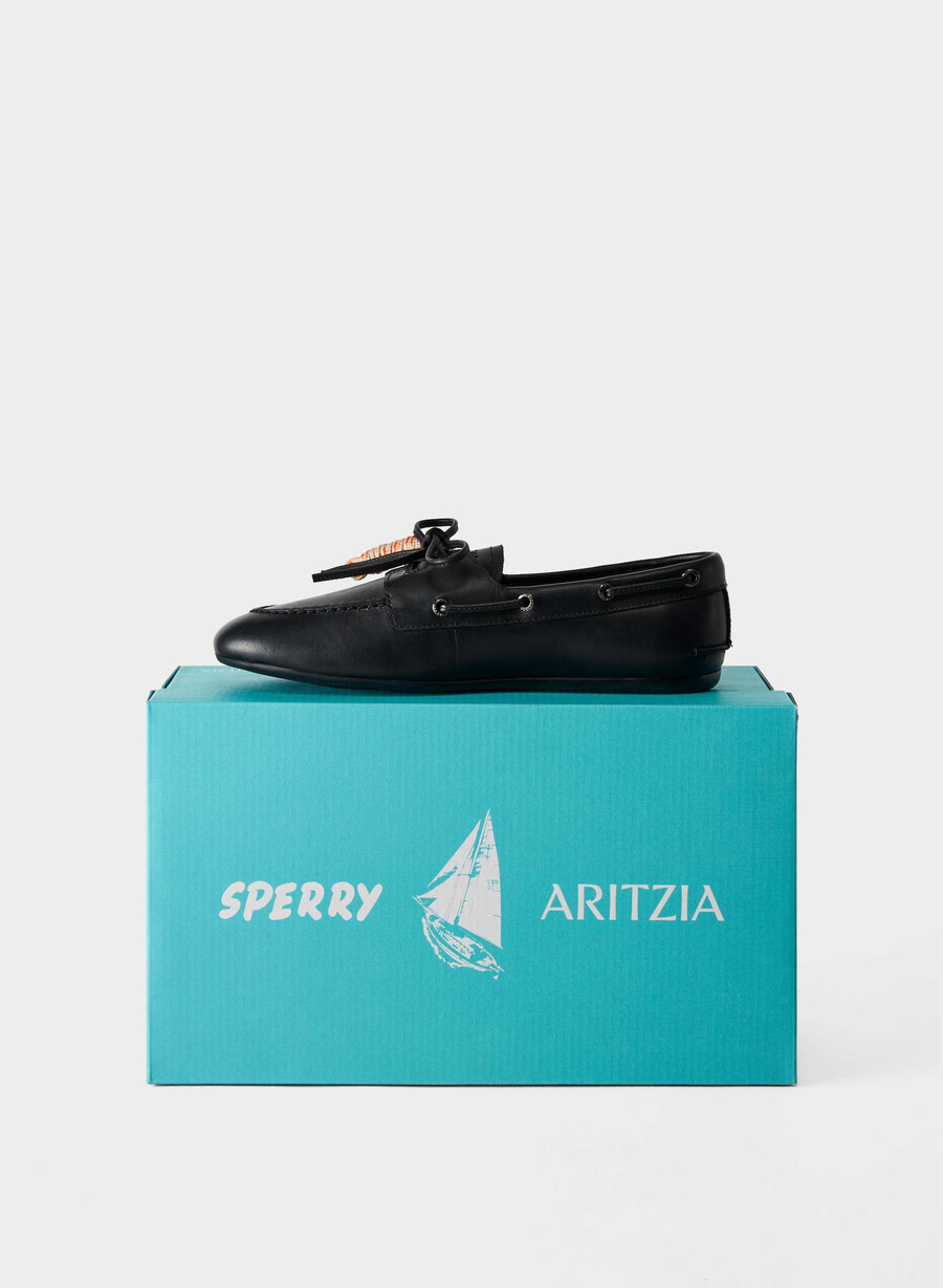 pantofi sport sperry x aritzia slim - piele netedă negru