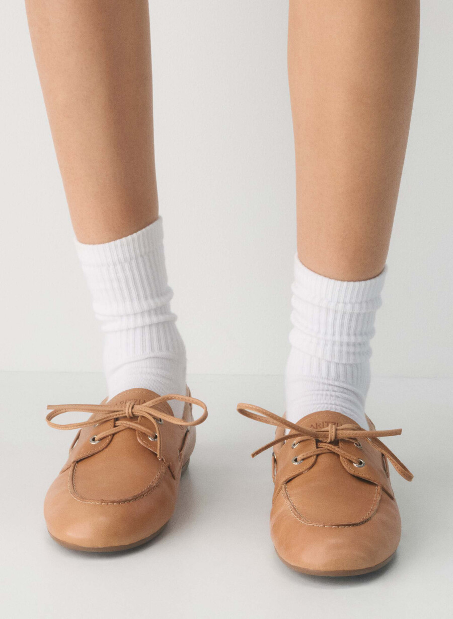 pantofi sport sperry x aritzia slim - piele netedă sahara sand