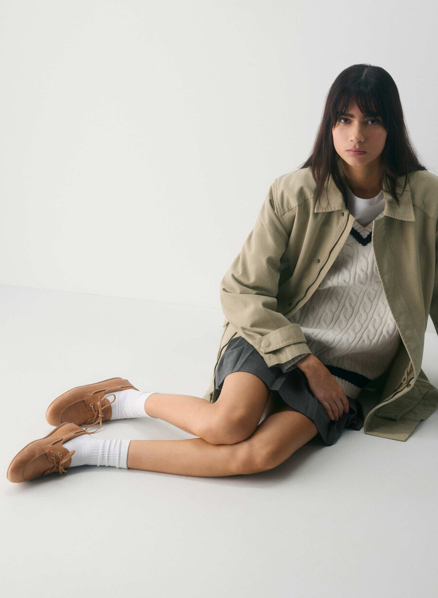 pantofi sport sperry x aritzia slim - piele netedă sahara sand
