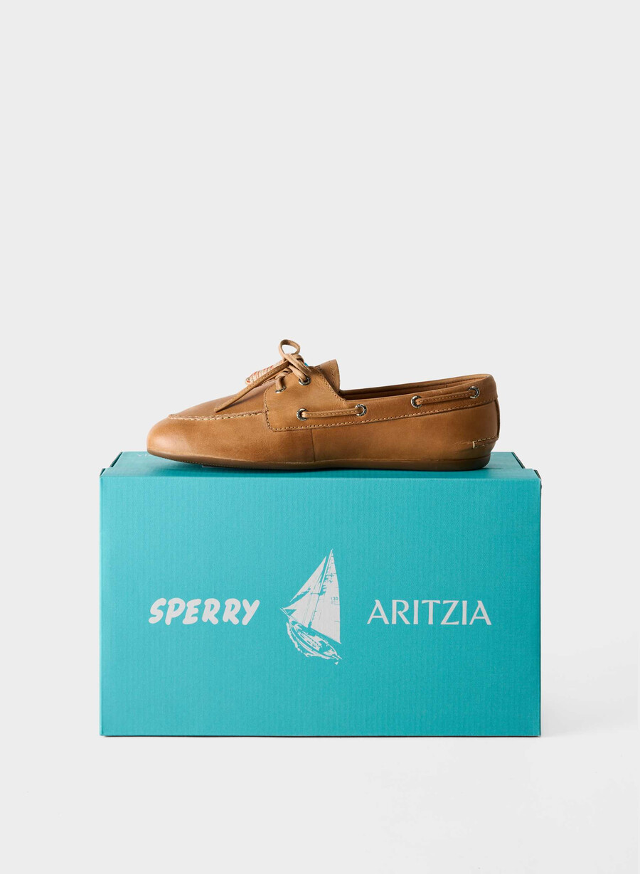 pantofi sport sperry x aritzia slim - piele netedă sahara sand