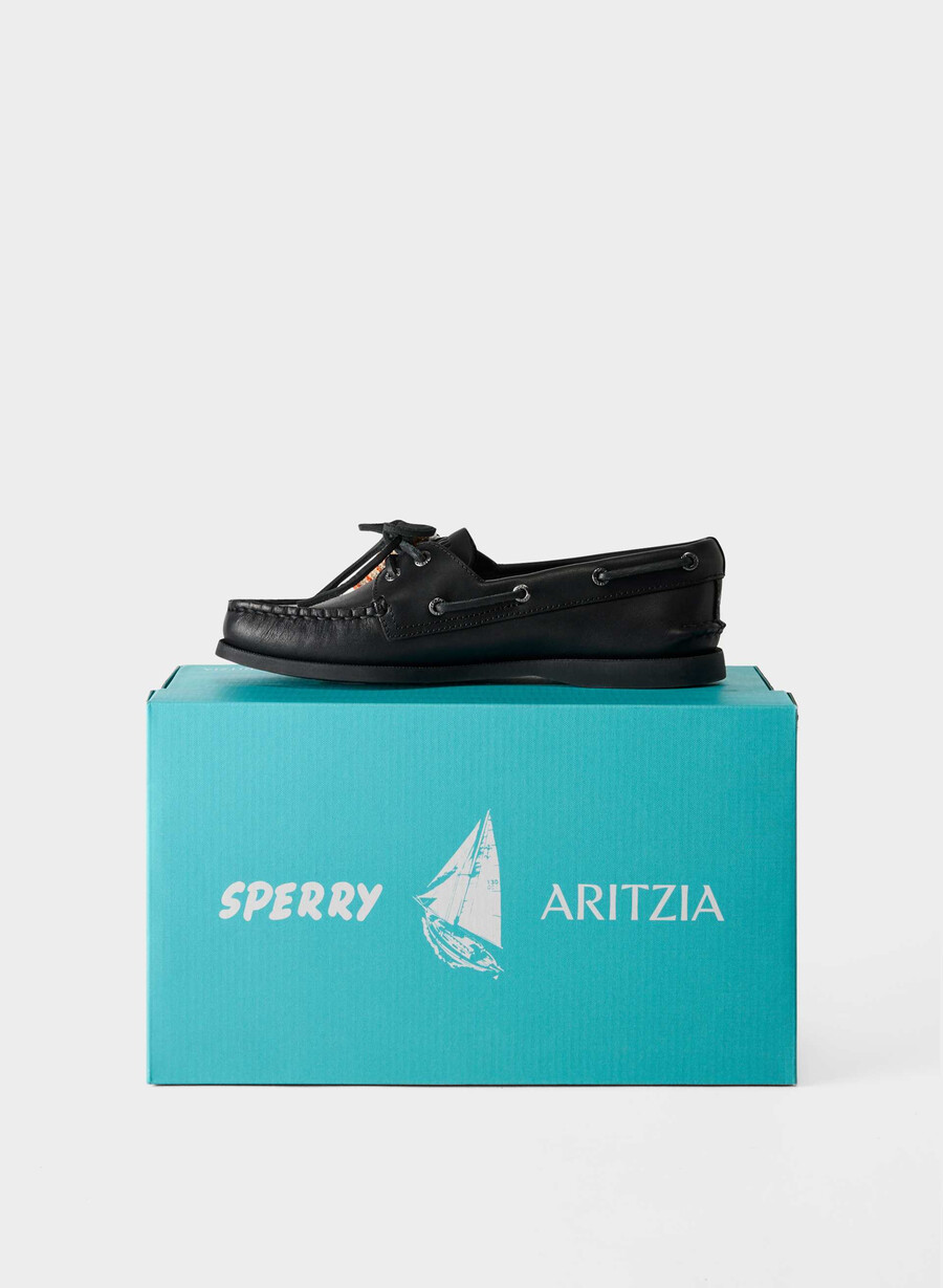 pantofi sport sperry x aritzia ao - piele netedă negru