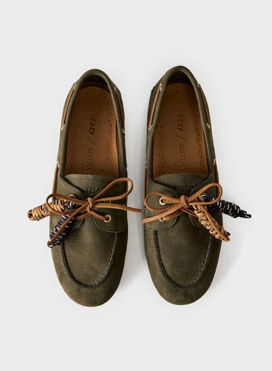 pantofi sport sperry x aritzia slim - piele nubuck dk willow green