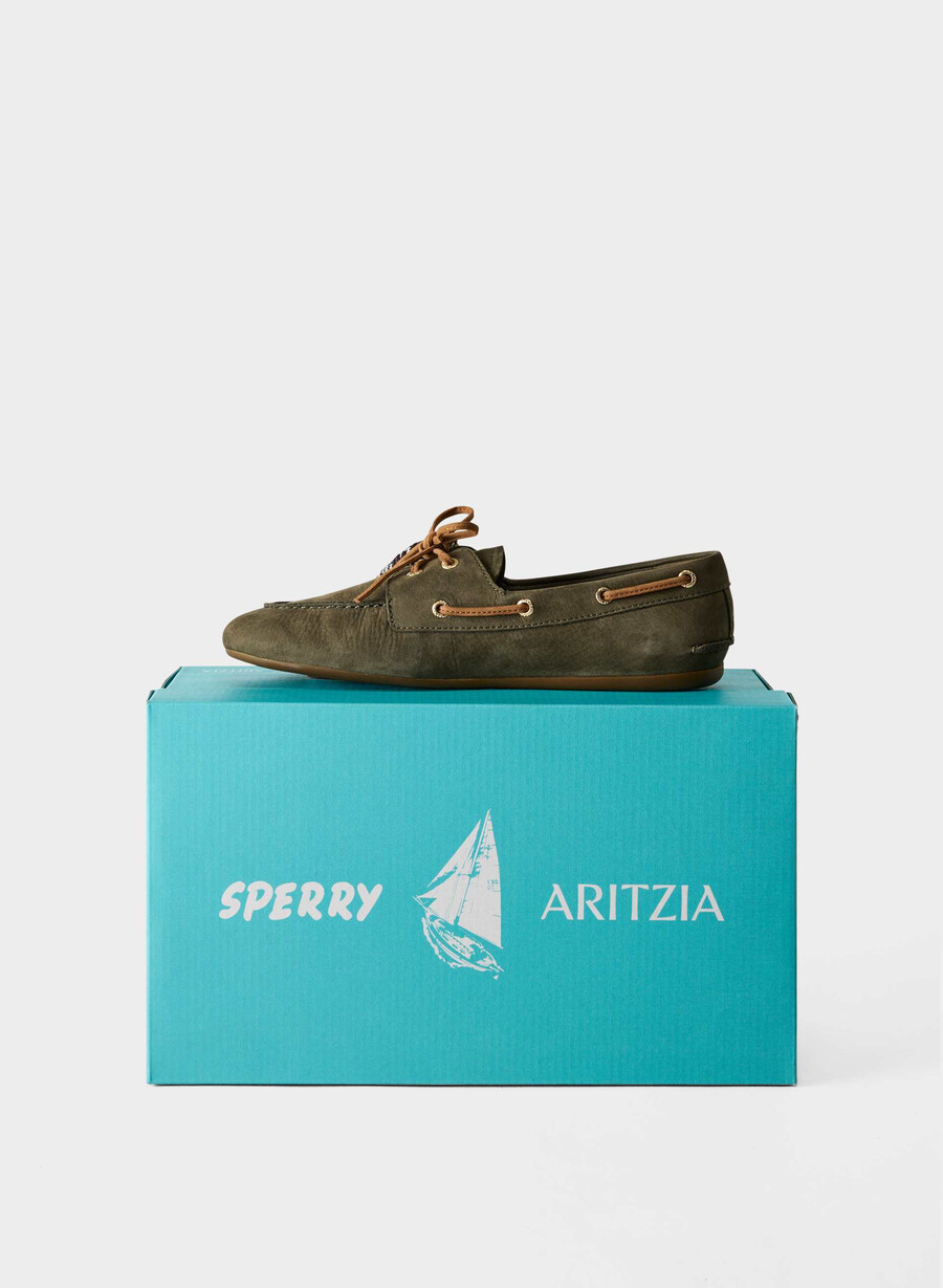 pantofi sport sperry x aritzia slim - piele nubuck dk willow green