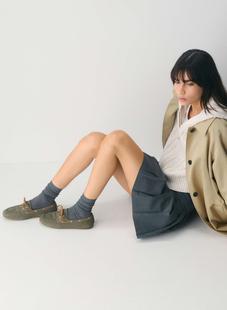 pantofi sport sperry x aritzia slim - piele nubuck mainstay bej