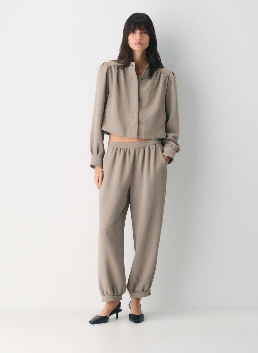 pantaloni de șofran - crepette nomad taupe