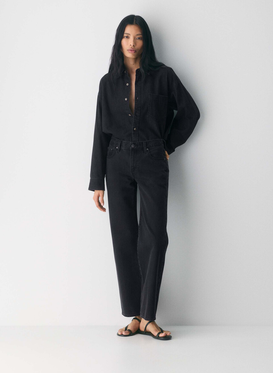 denim forum blugi farrah cu talie mică și lată tuș de ochi negru
