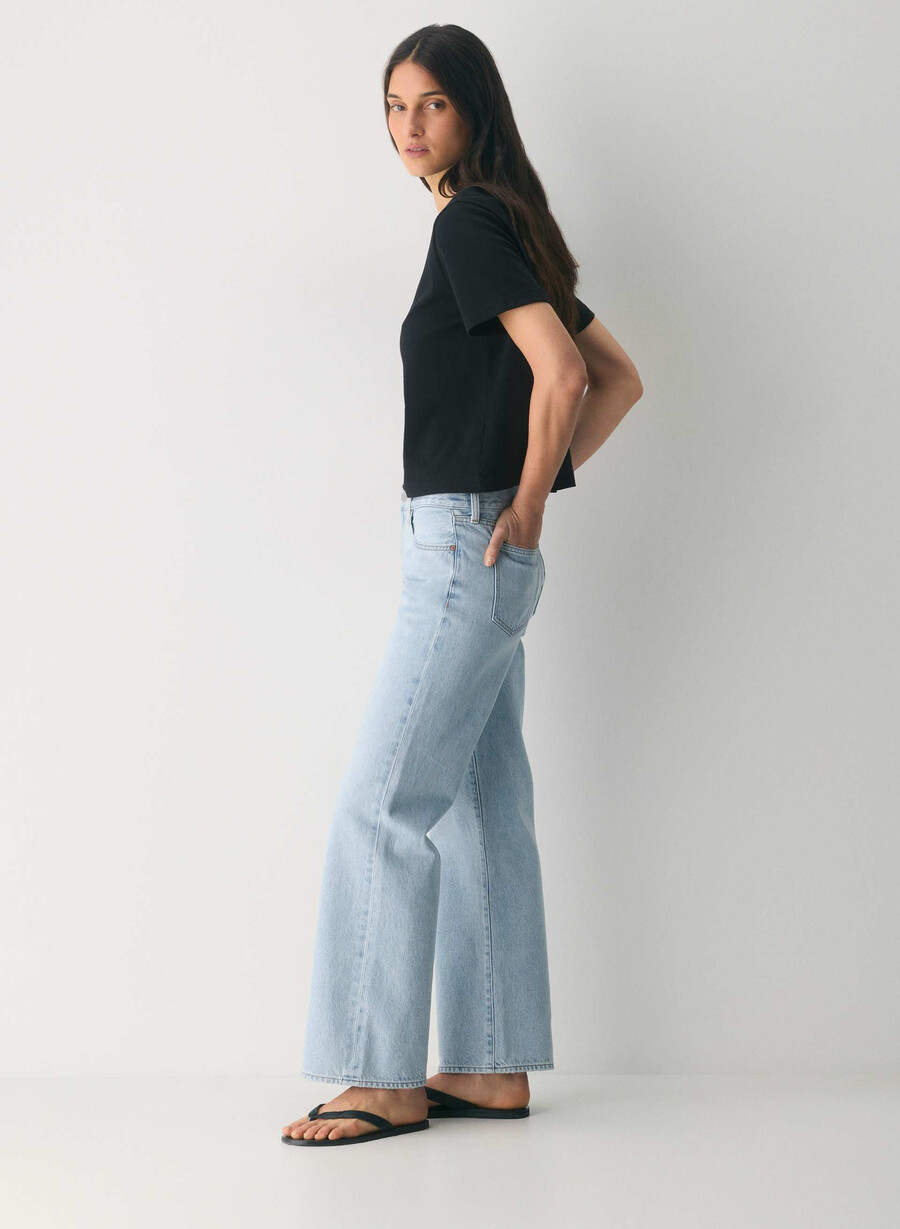 blugi denim forum farrah cu talie mică și talie largă 15 ani culoare albastru-aprins
