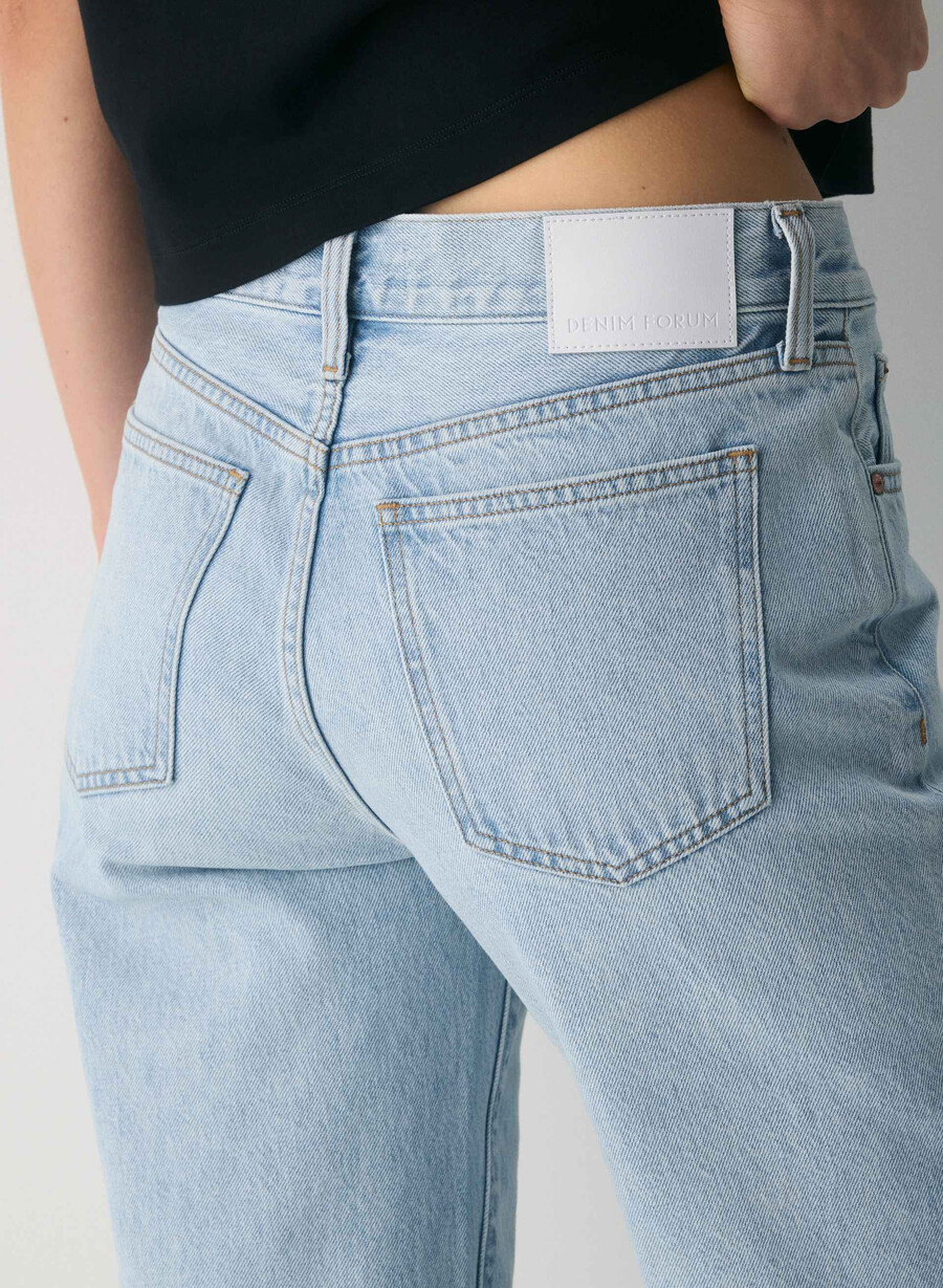 blugi denim forum farrah cu talie mică și talie largă 15 ani culoare albastru-aprins