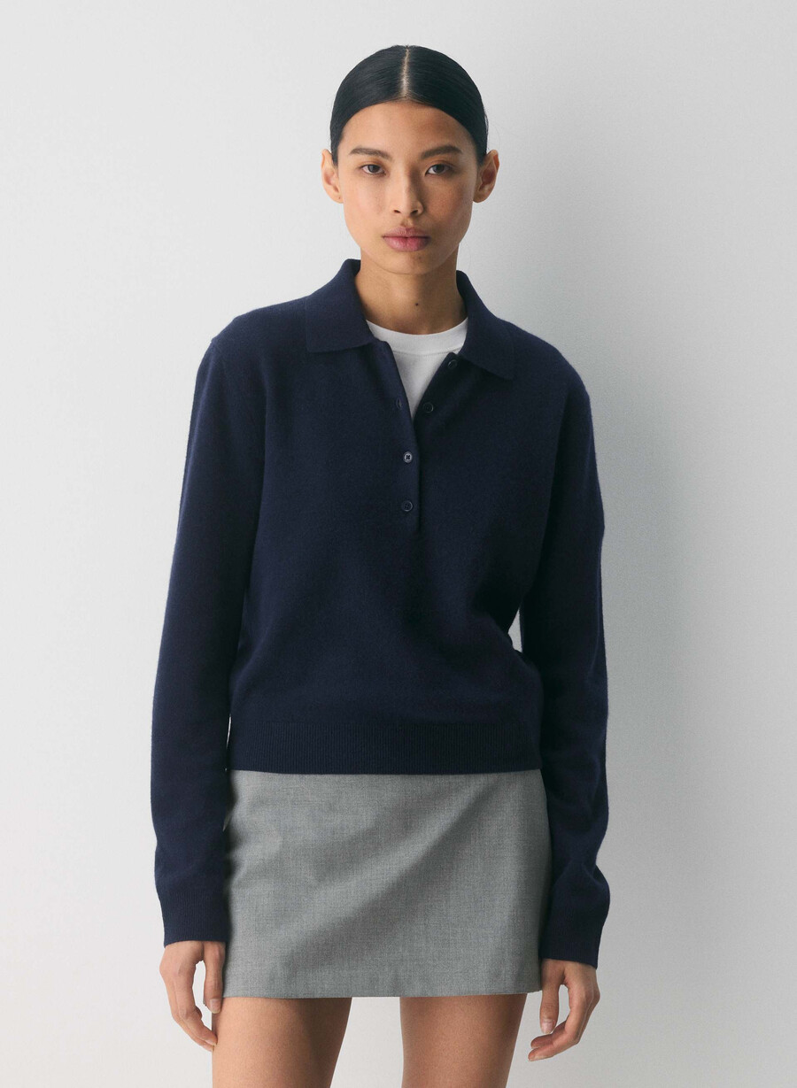 tricou polo cu mânecă lungă bare cashmere provenance admiral