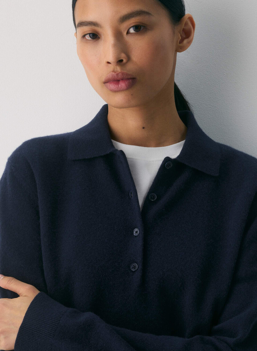 tricou polo cu mânecă lungă bare cashmere provenance admiral