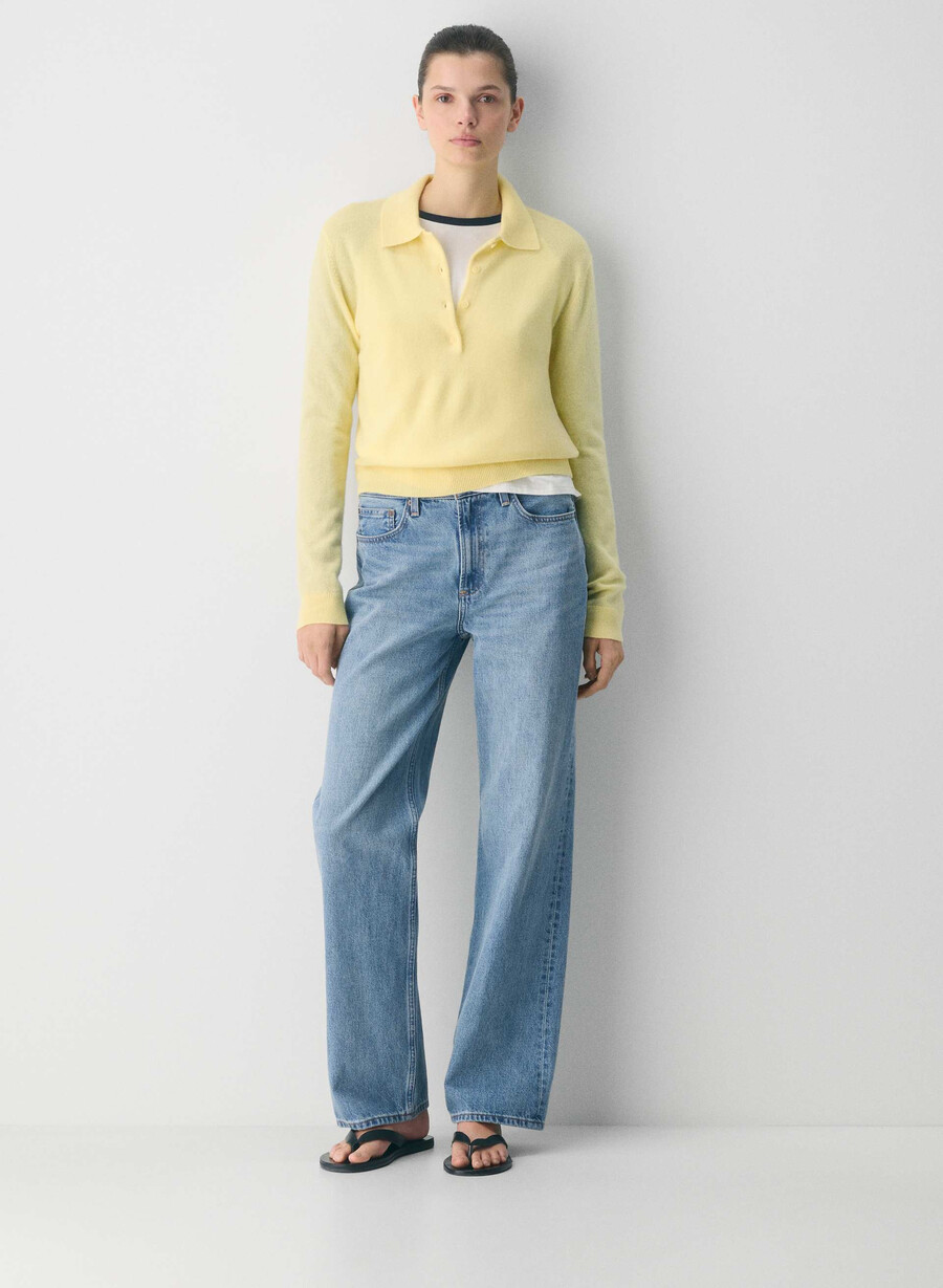 tricou polo cu mânecă lungă bare cashmere provenance lemonade