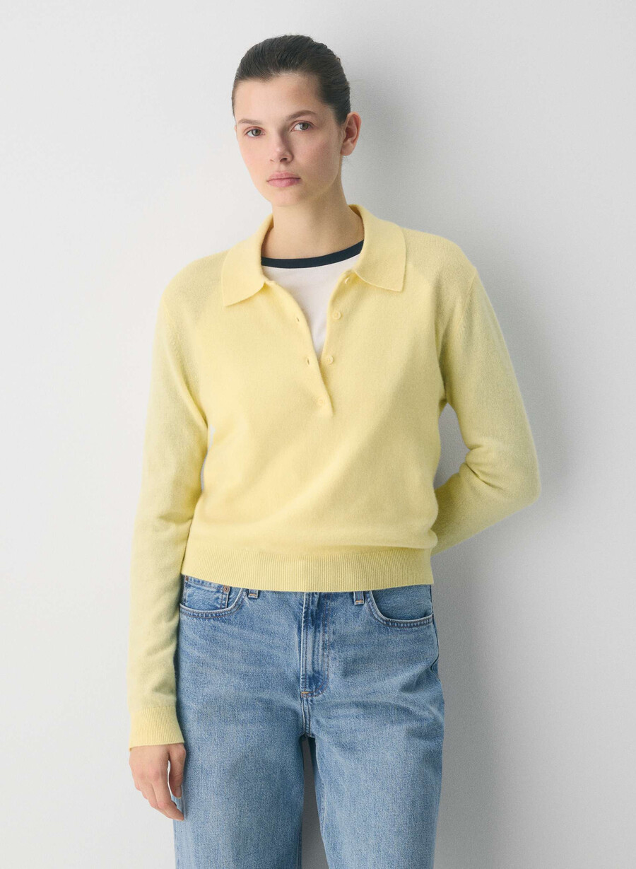 tricou polo cu mânecă lungă bare cashmere provenance lemonade