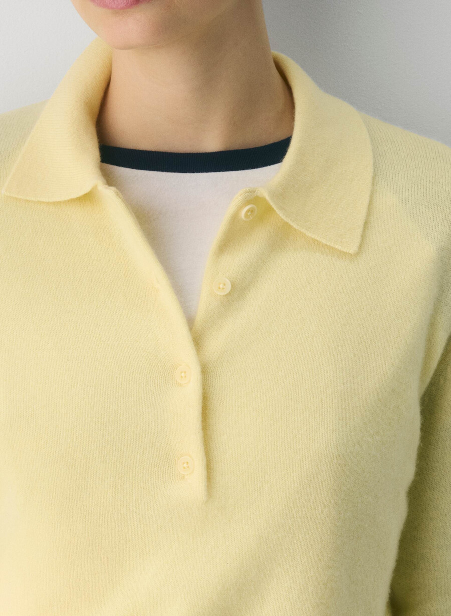 tricou polo cu mânecă lungă bare cashmere provenance lemonade