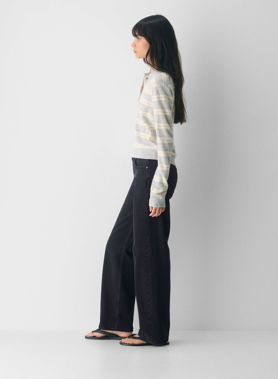 tricou polo cu mânecă lungă bare cashmere provenance h crom birc deschis