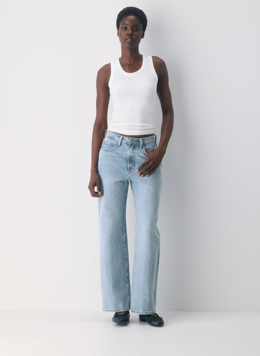 blugi largi cu talie înaltă the farrah curve-fit denim forum 7 ani bleu taboo