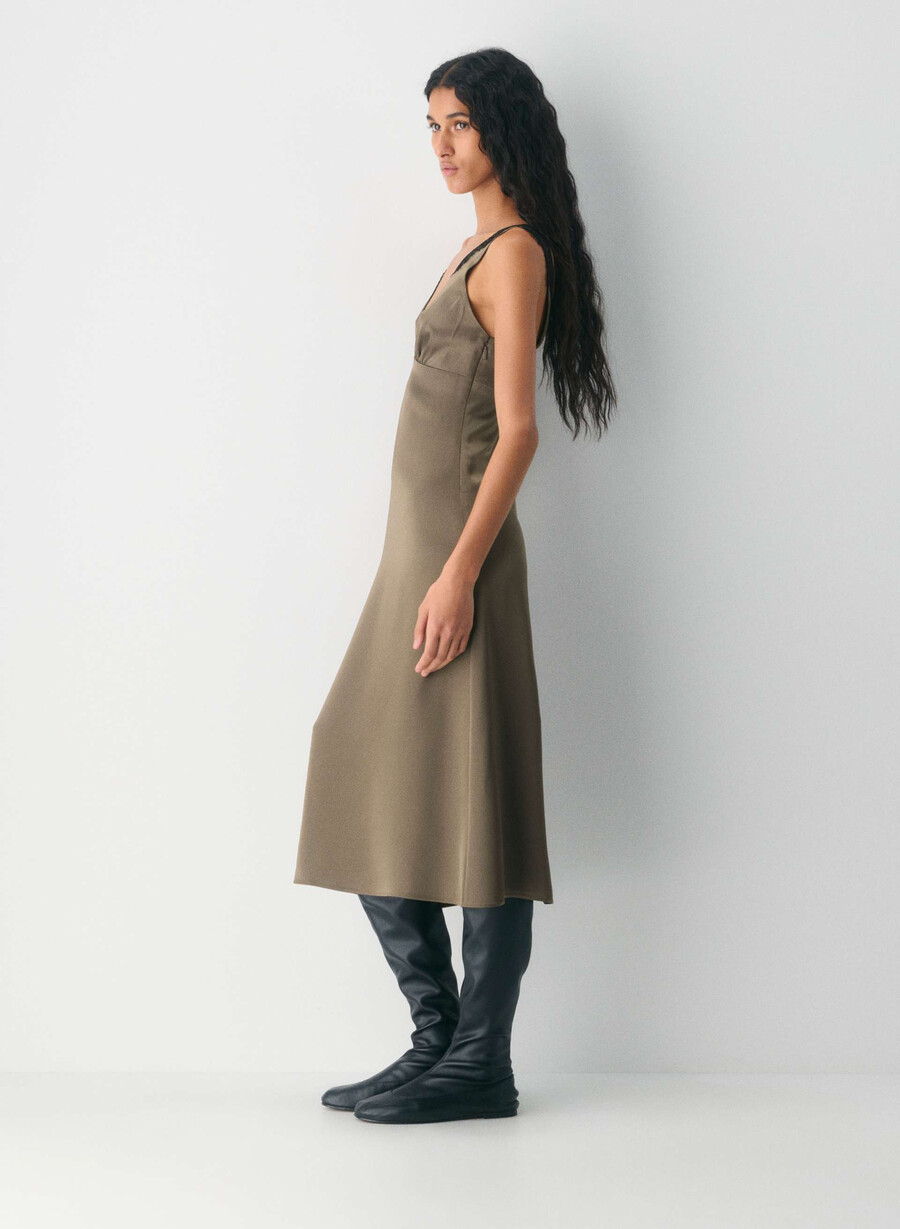 rochie pavilion satin cola taupe