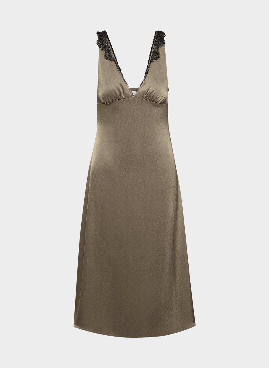 rochie pavilion satin cola taupe