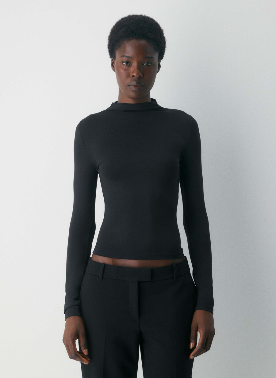 bluză original contour lyric mockneck negru