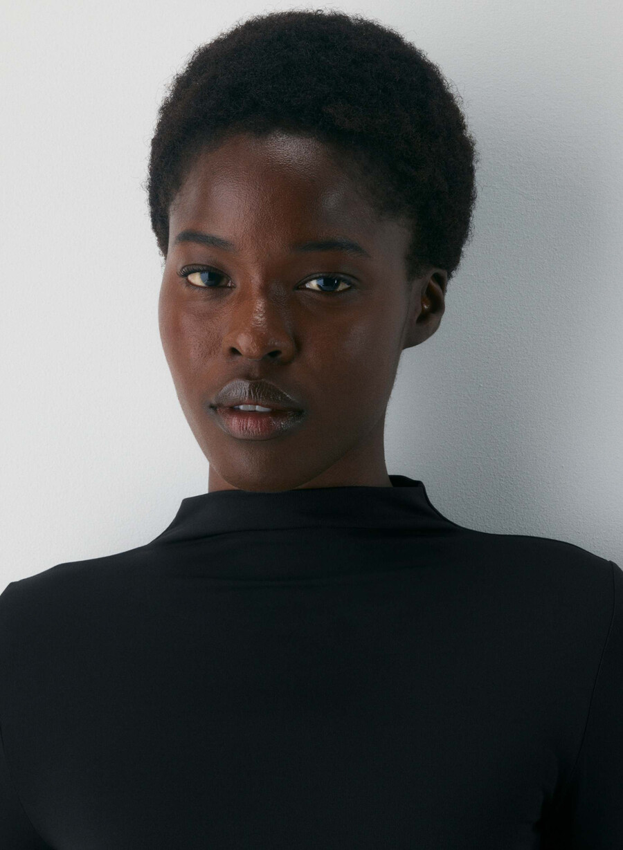 bluză original contour lyric mockneck negru