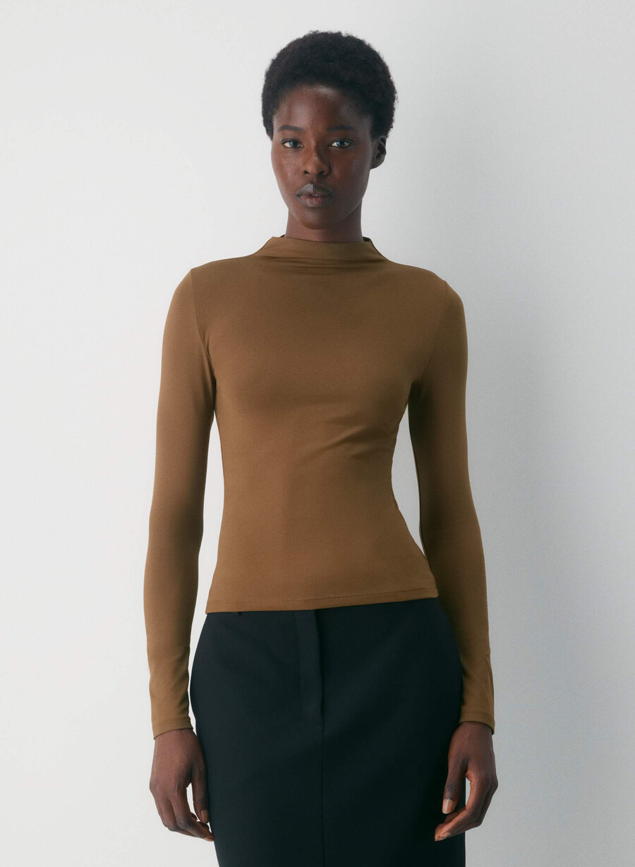 tricou original contour lyric mockneck chocolatier maro