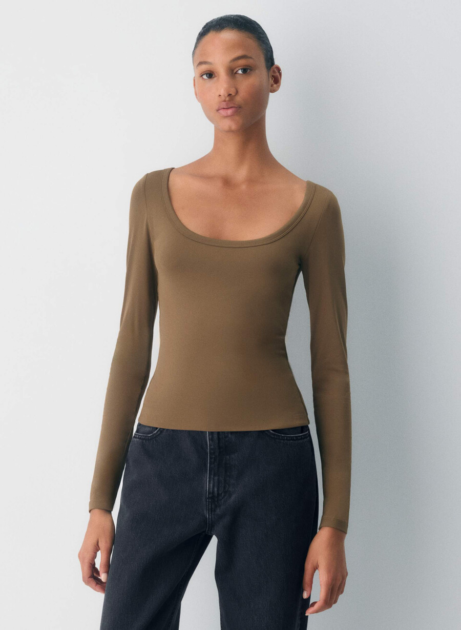tricou cu mânecă lungă original contour archer cello maro