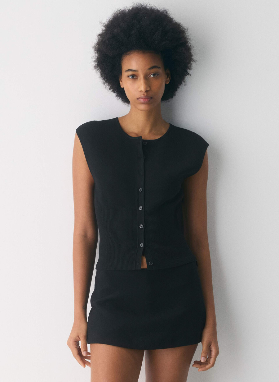 cardigan fără mâneci golightly - wonder yarn negru