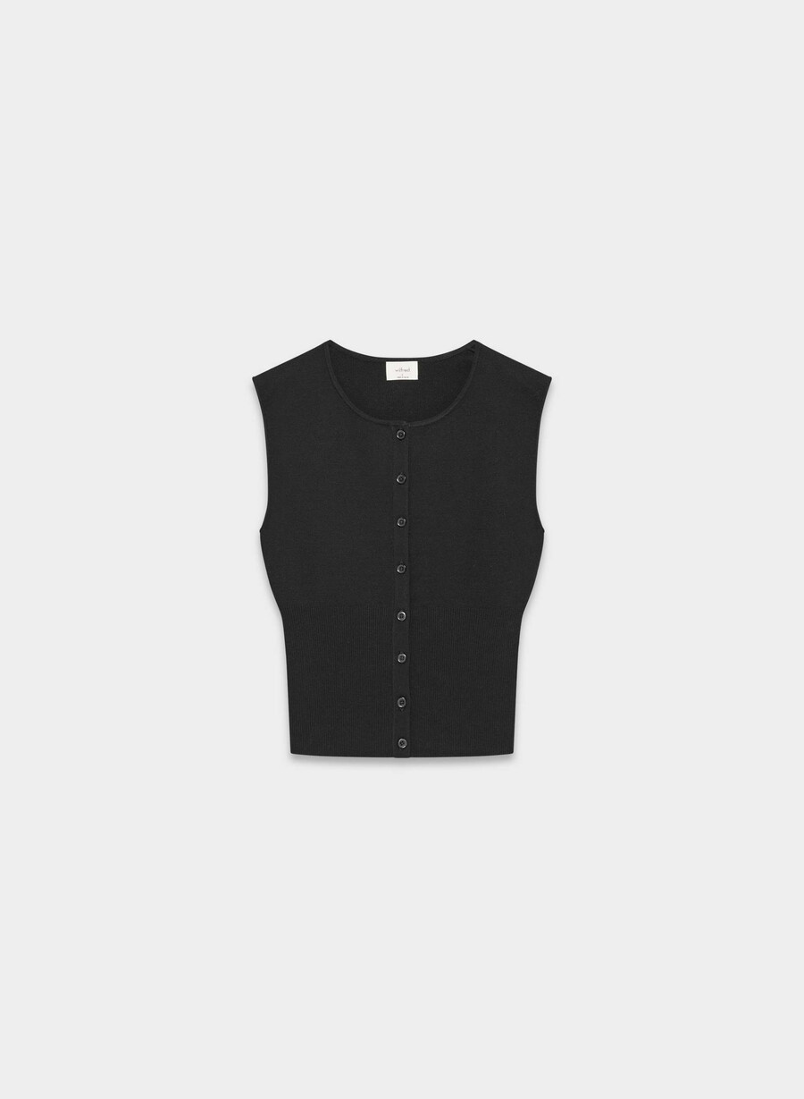 cardigan fără mâneci golightly - wonder yarn negru