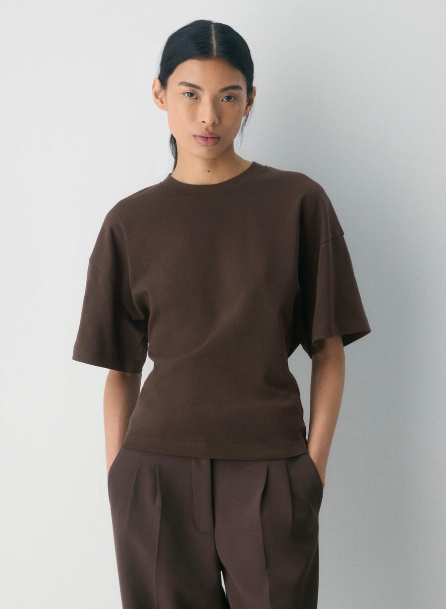tricou interlock din bumbac barclay maro mocha