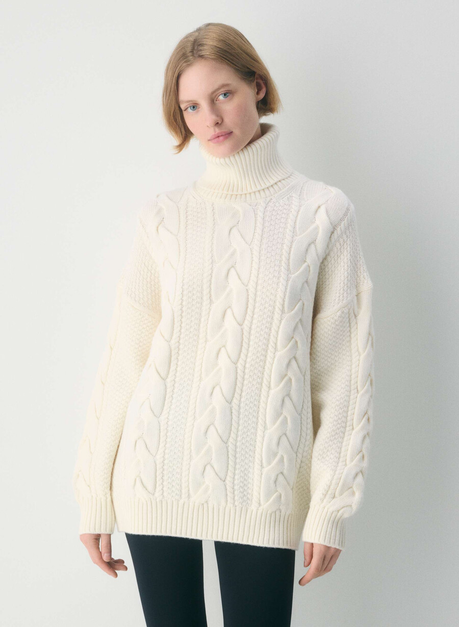 pulover heritage knit din lână merino cu guler înalt whisper whisper whisper whisper