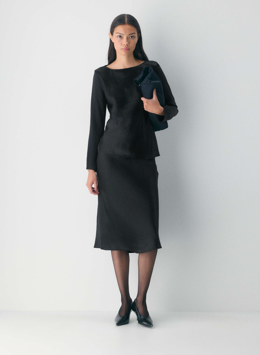 bluză din satin hastings negru