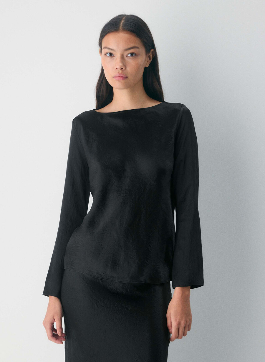 bluză din satin hastings negru