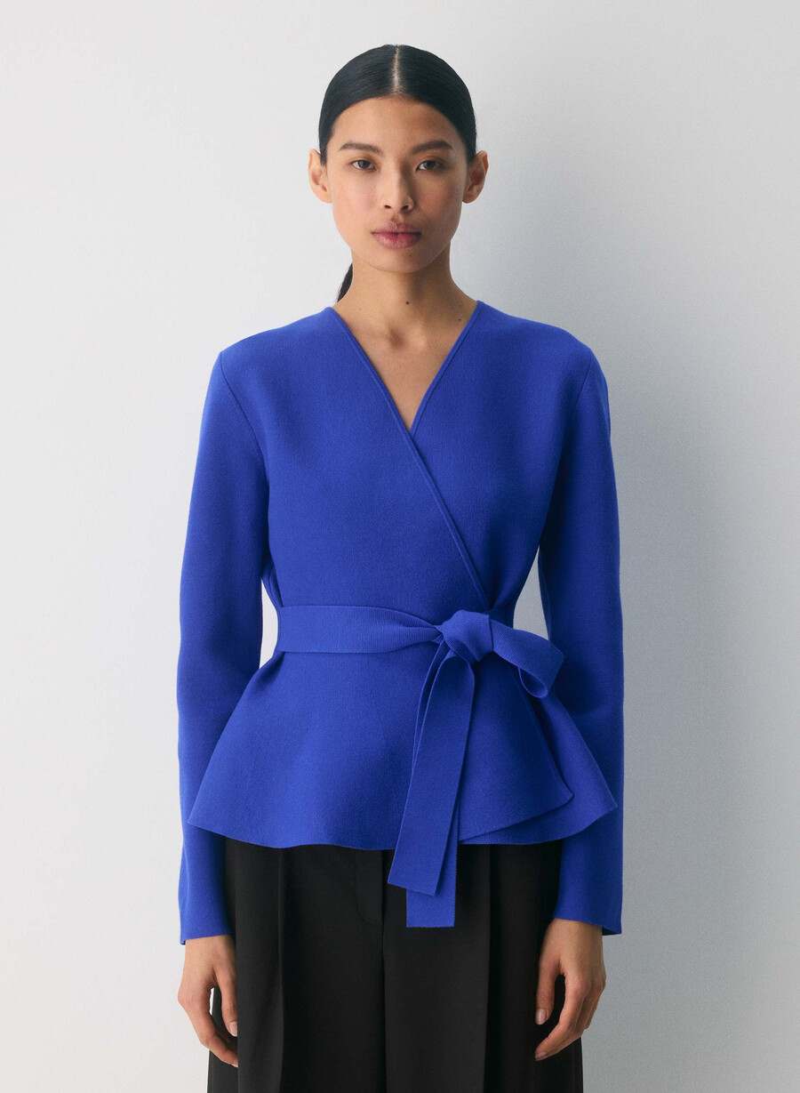 cardigan pentru navetiști - wonder yarn ablaze blue