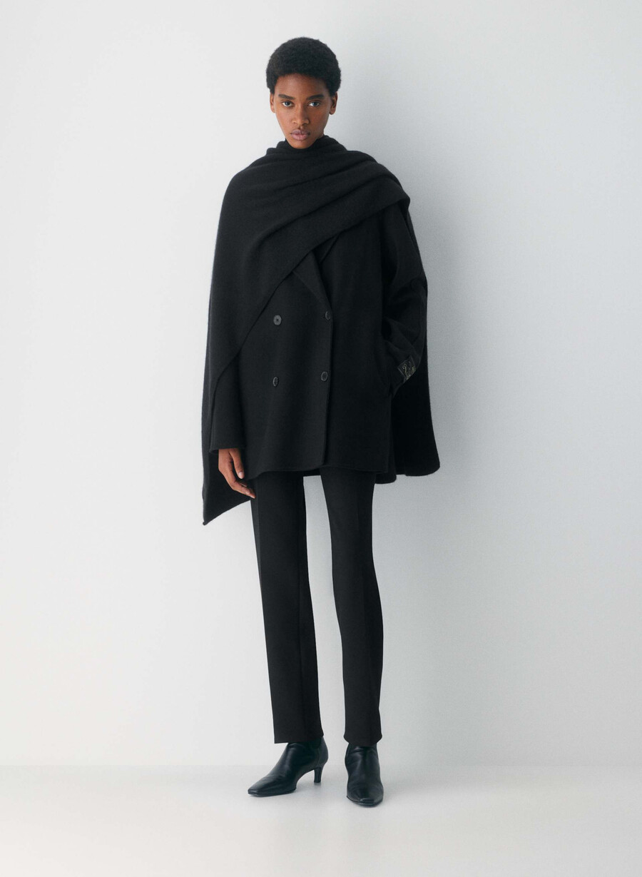 palton mezzanine cu două fețe - luxe rewool negru