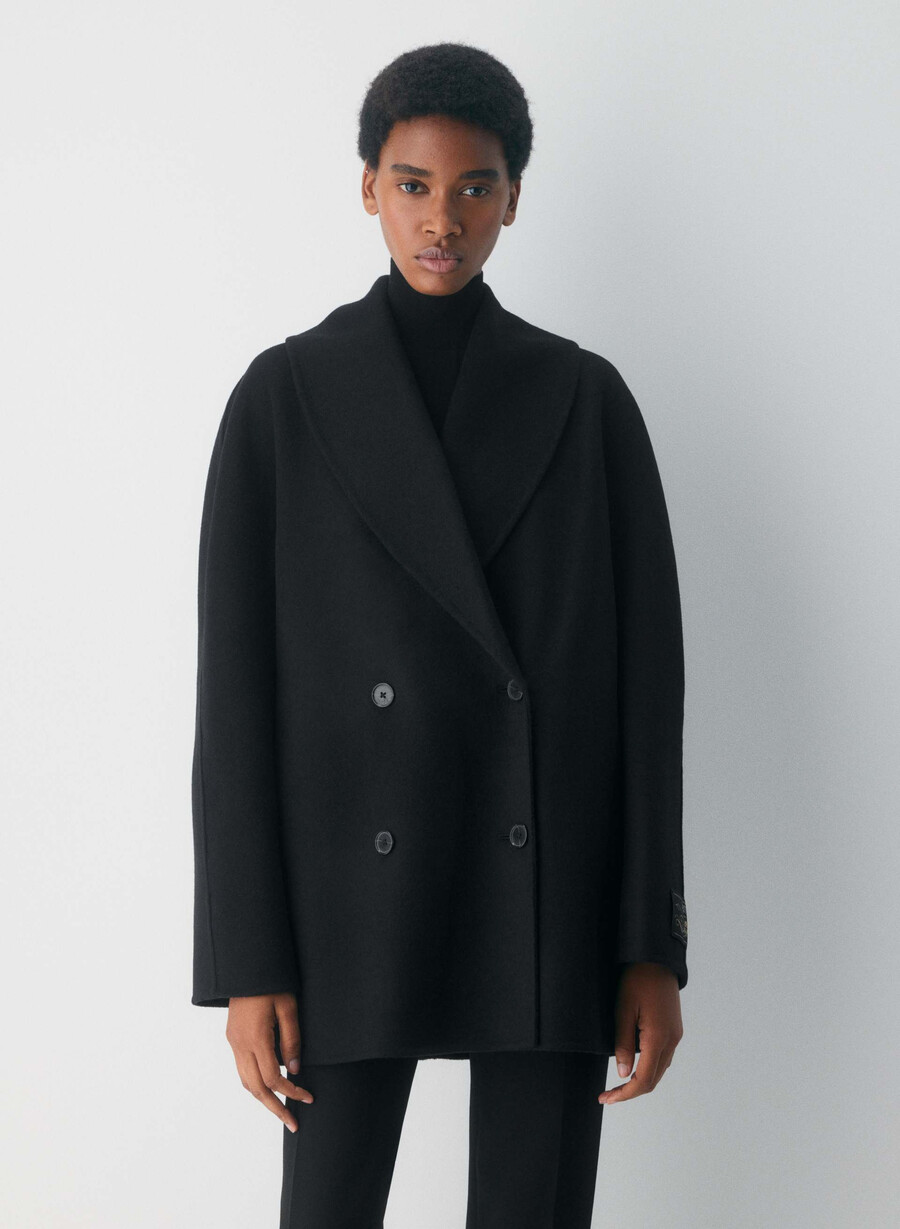 palton mezzanine cu două fețe - luxe rewool negru