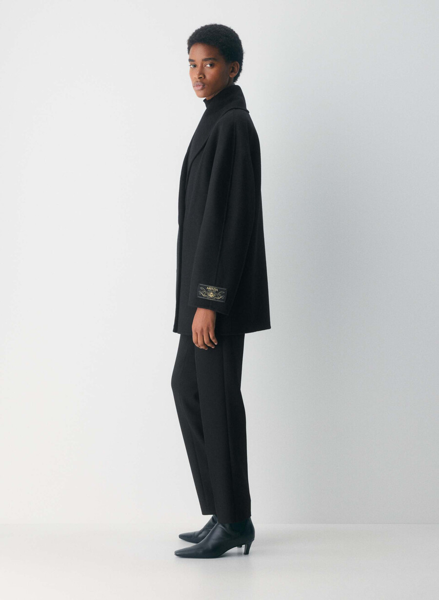 palton mezzanine cu două fețe - luxe rewool negru