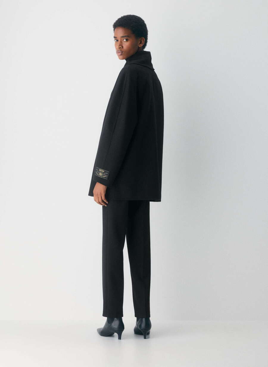 palton mezzanine cu două fețe - luxe rewool negru