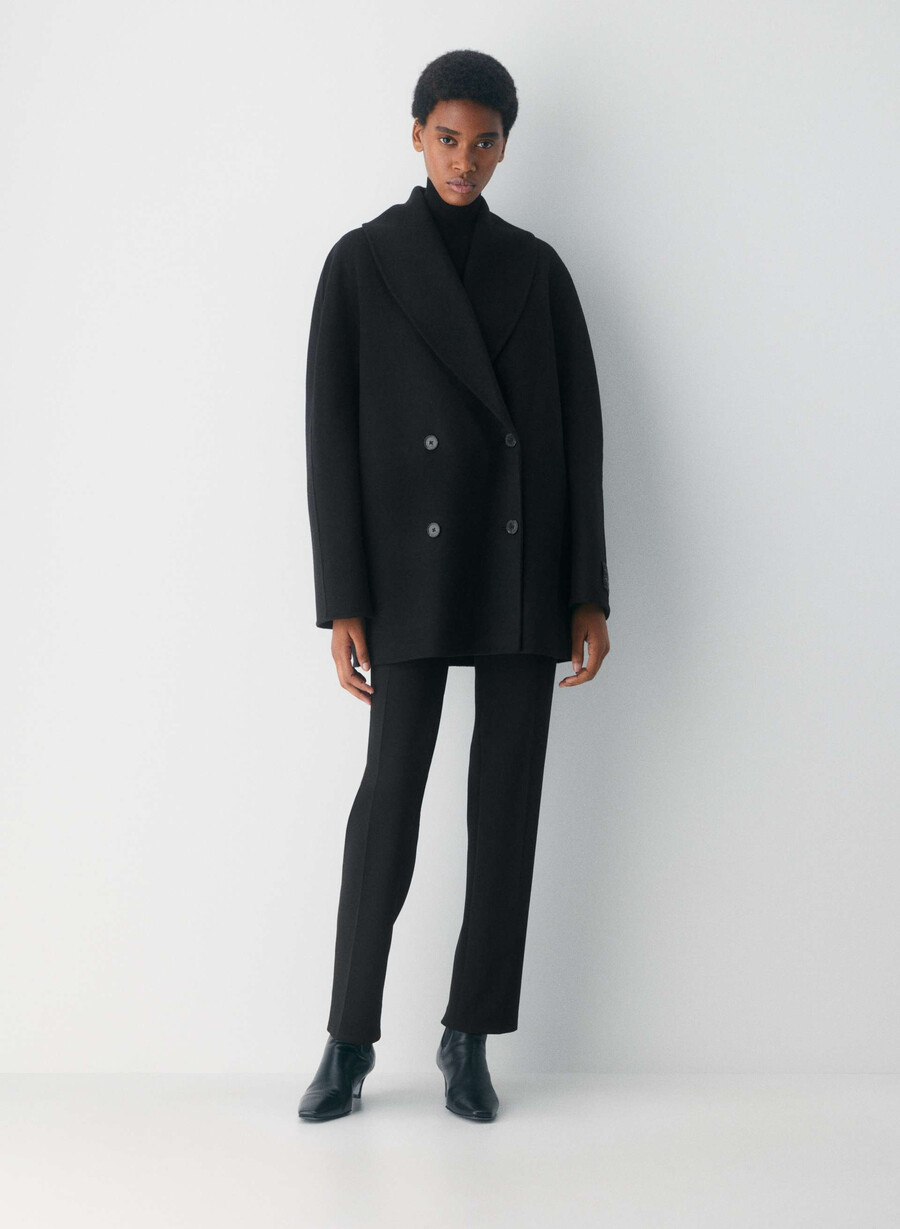 palton mezzanine cu două fețe - luxe rewool negru