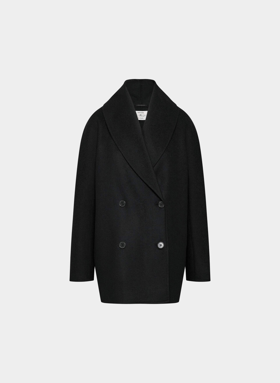 palton mezzanine cu două fețe - luxe rewool negru