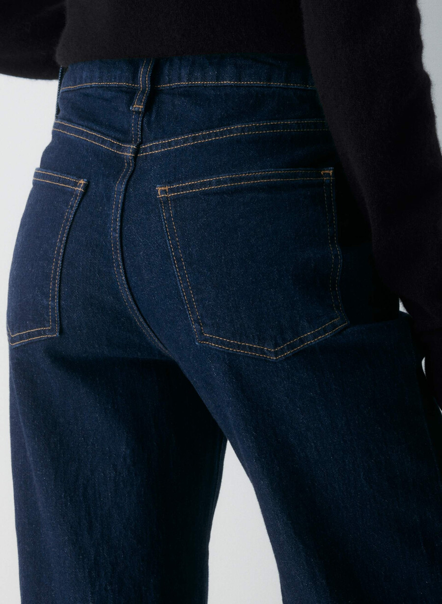 blugi denim forum remy cu talie înaltă lați no-stress albastru Închis