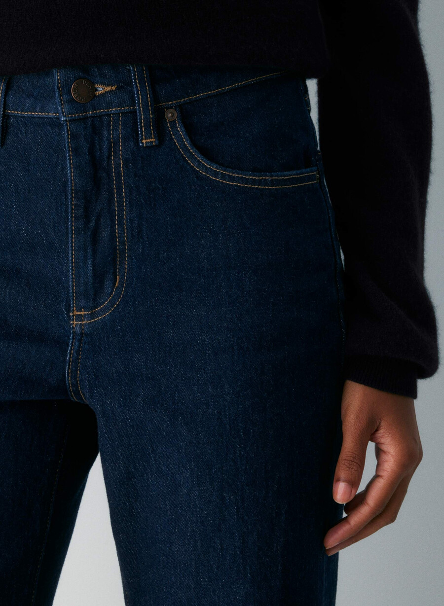 blugi denim forum remy cu talie înaltă lați no-stress albastru Închis
